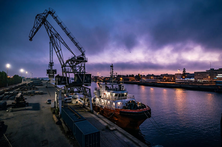 transport vessel on a shipyard