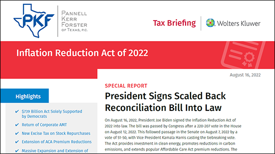 Thumbnail of Inflation Reduction Act of 2022 tax brief