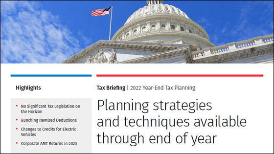 Tax Brief: 2022 Year-End Tax Planning – November 2022