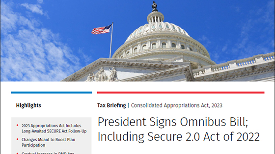 Image cover thumbnail for the Consolidated Appropriations Act, 2023 tax brief