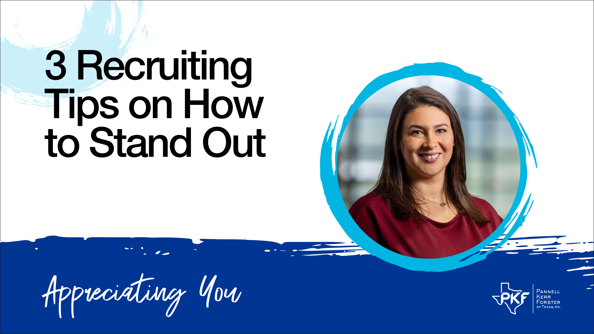 An image graphic for a recruiting video, "3 Recruiting Tips on How to Stand Out."
