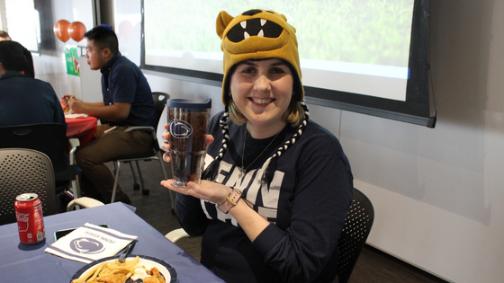 A photo of PKF Texas Practice Growth Senior Manager Jen Lemanski in Penn State gear; for blog post celebrating Women's History Month